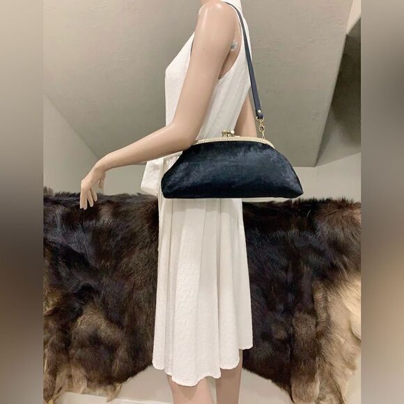 Handsewn Real Hair-on-horsehide Double Kiss-lock Clutch/Shoulder bag/Crossbody - Picture 2 of 16